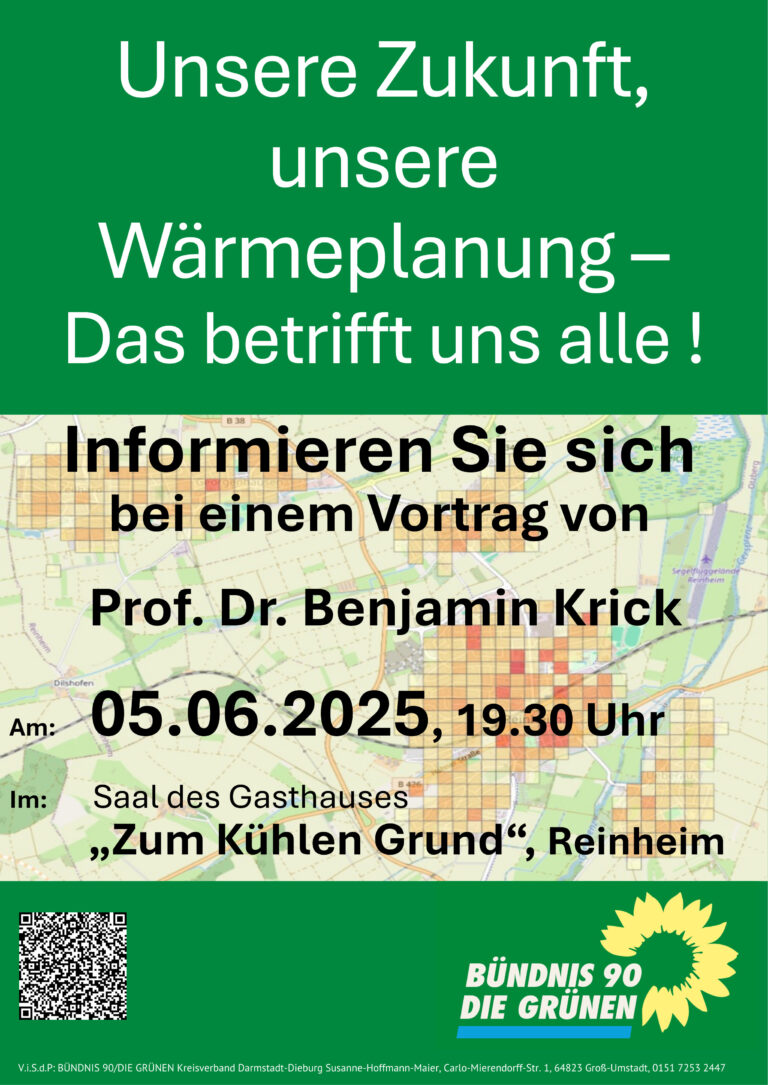 GRÜNE Reinheim laden zur Informationsveranstaltung zur Kommunalen Wärmeplanung ein
